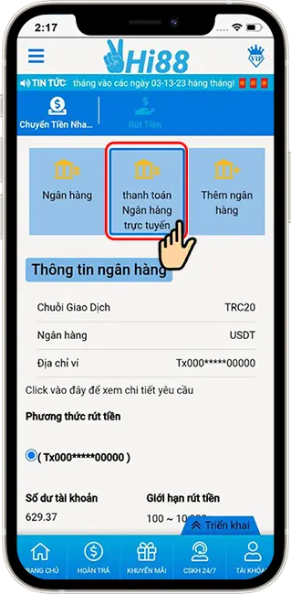 Bước 2: BƯỚC 2: CHỌN NGÂN HÀNG TRỰC TUYẾN.